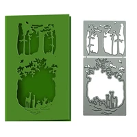 deer in forest pattern envelope cover cutting dies scrapbooking greeting congratulation invitation card border cutter craft mold