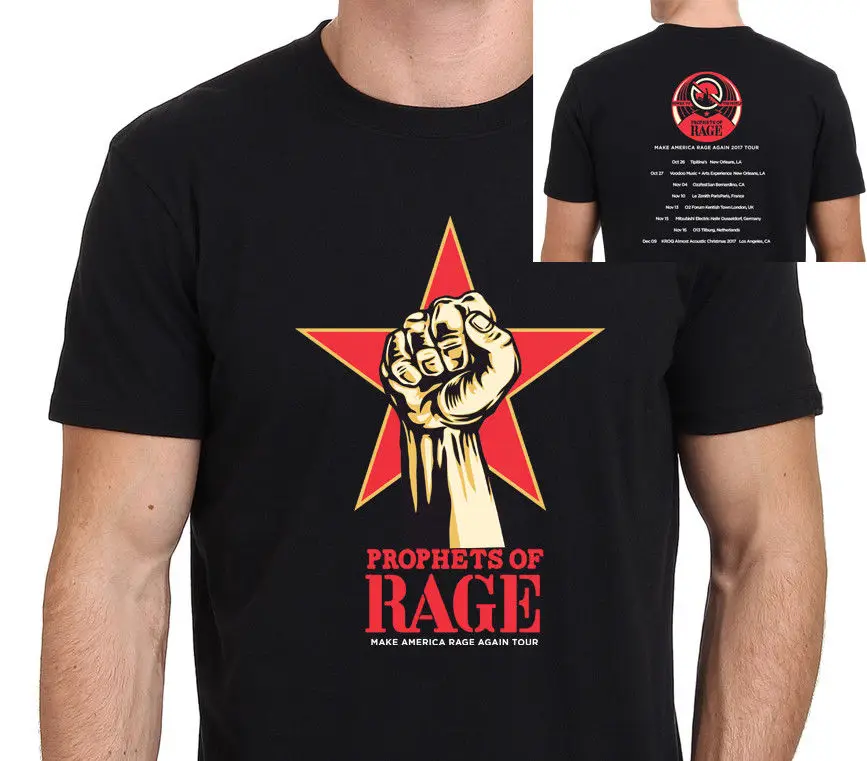 Мужская хипстерская футболка черная с принтом на заказ изображением пророков RAGE