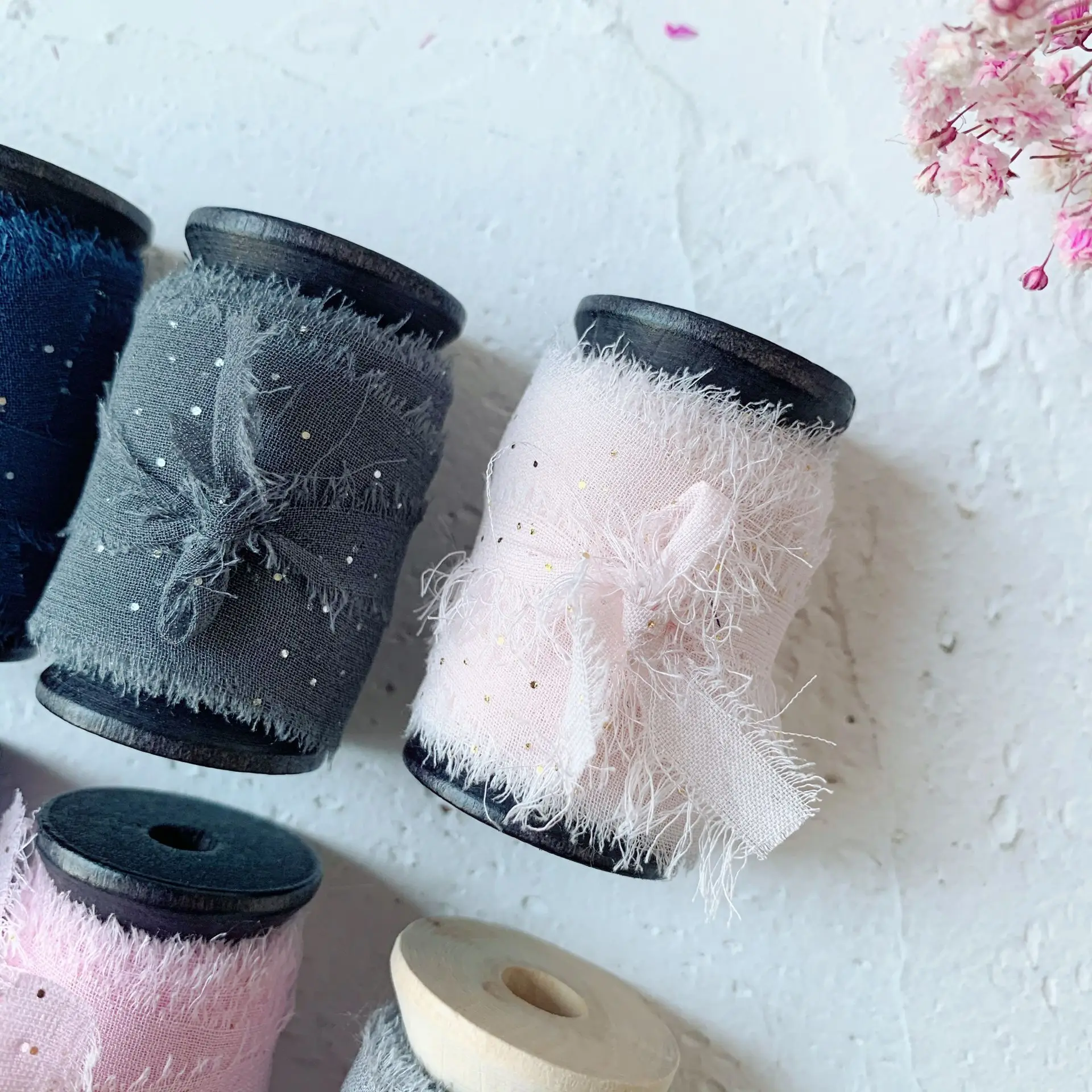 Новая лента из 100% чистого шелка 9 цветов потрепанная деревянная Ткань для