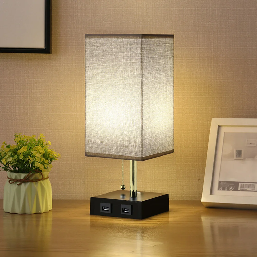 

Nightstand Lamp Dual Charging USB Desk Lamp Rechargeable USB Socket Bedside Reading Lights Table Lamp Home Lighting Decoration