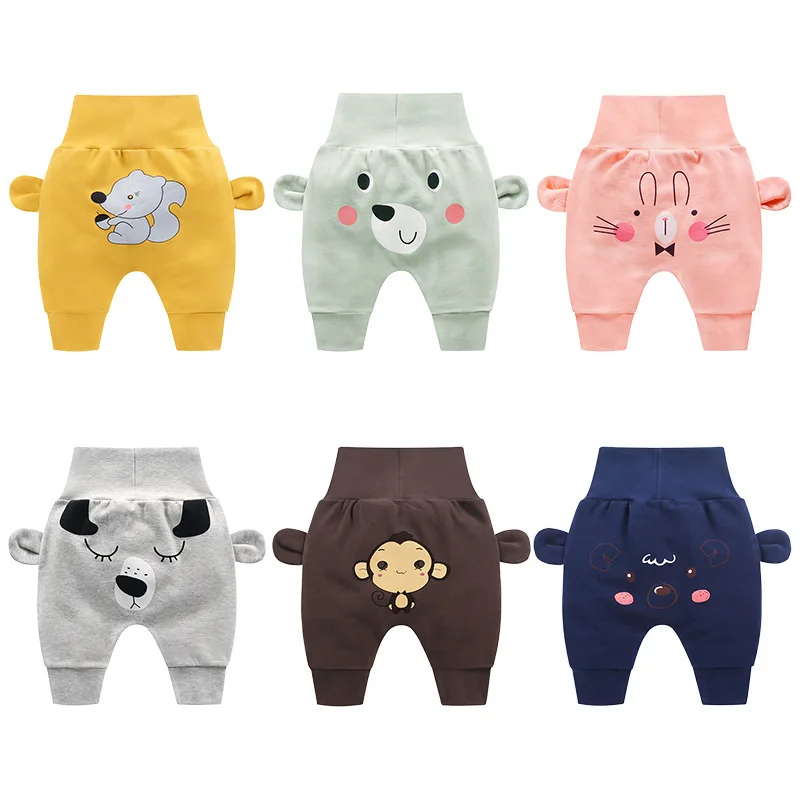 Милые детские штаны с завышенной талией для мальчиков и девочек новорожденных