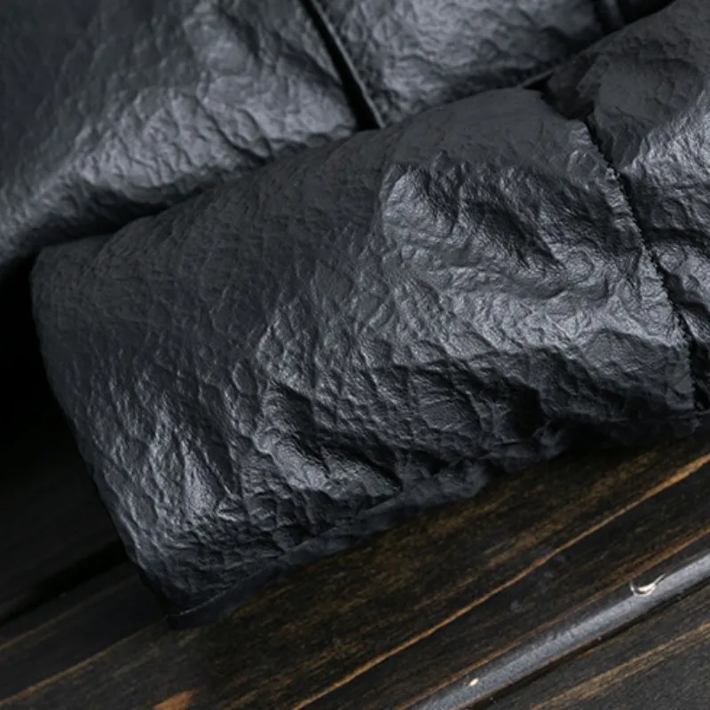 

Genuine Leather Long Jacket Men Winter Warm White Duck Down Coat Casual Streetwear Cold Jackets Mens Sheepskin Hooded Overcoat