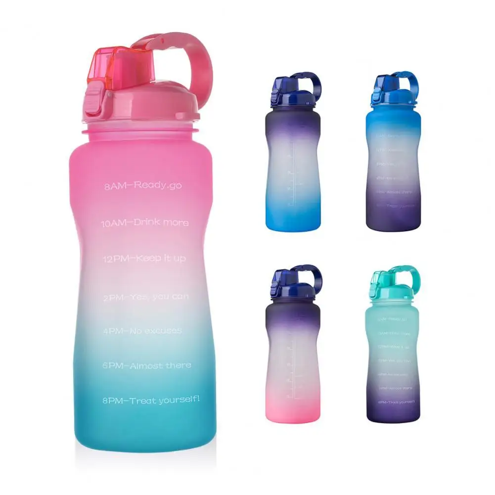 

New 2000ML Large Capacity Gradient Water Bottle Bouncing Cover Fitness Drinking Cup with Straw for Outdoor Sports