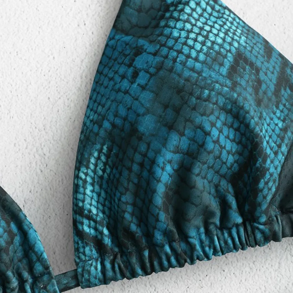 

Women High Waist Bikini Set Push Up Snake Skin High Cut V Neck Two Pieces Swimwear Swimsuit Beachwear