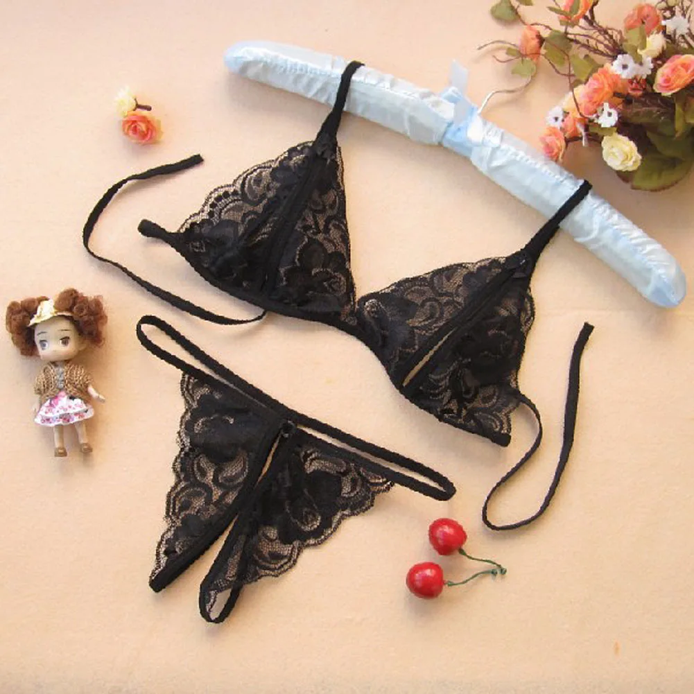 

Women Lingerie Underwear Set Sexy Lace Transparent Bra G-String H9