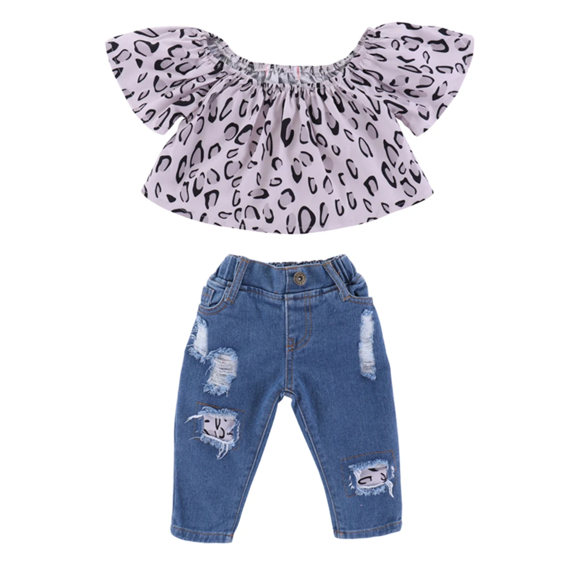 

Комплект детской одежды из двух предметов: футболка с леопардовым принтом и штаны