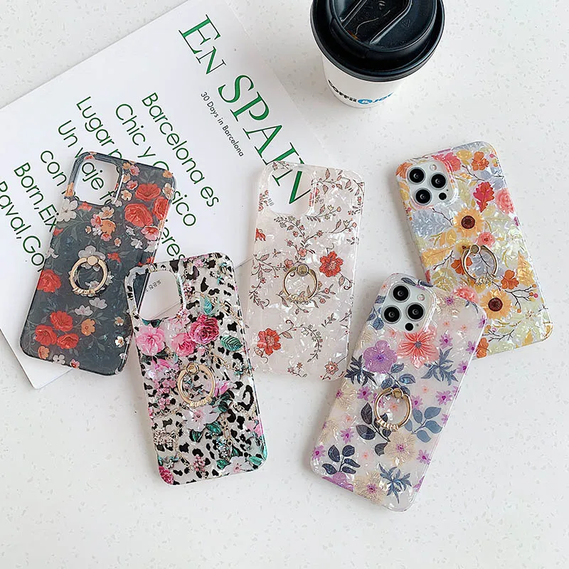 Shell-printed small shredded flowers for iPhone 11 pro max Apple 12 mini phone case pack xs xr stand 7 8plus case