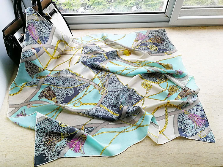 100% чистый шелк атласный квадратный большой шарф шаль платок 34 5x34 5 дюйма WJ043 |