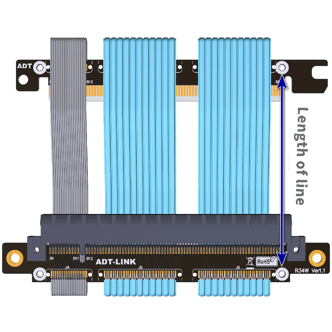 

ТАВ-Link R3334W-TS PCIe 4,0 16X для 16X адаптер двойной обратный Графика карты мм, удлиняющий кабель, для материнской платы ITX A4 шасси шнур