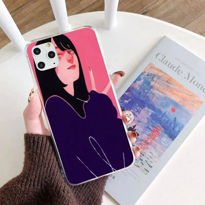 Motirunner Cool Girl Portrait черный чехол для телефона Корпус IphoneX XS 11 11Pro 5 5s SE 6 6s Plus 7 8 2020 -