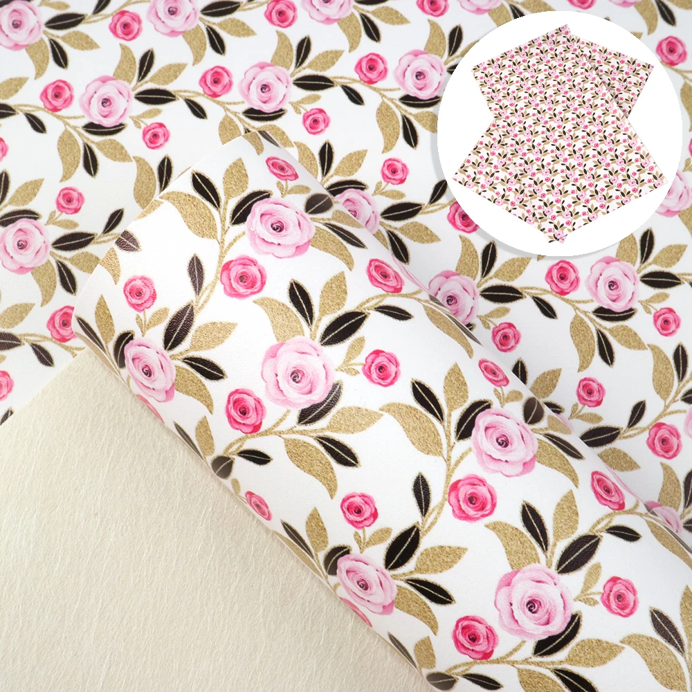 20*33 см цветочный принт Синтетическая кожа гладкая искусственная листы сделай сам