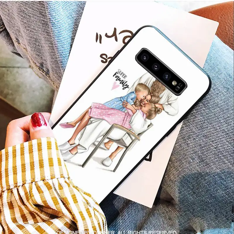 

Fashion Brown Hair Baby Mom Daughter Girl Soft Phone Case For Samsung S9 10 20 Plus Note 9 10 10plus 20 Ultra A20 21s J7 Plus 8