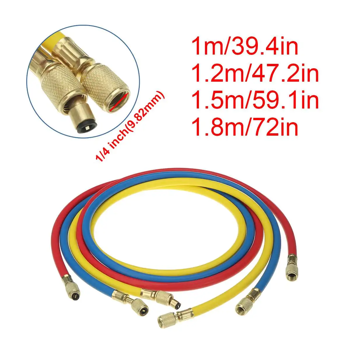 

3PC 1/1.2/1.5/1.8m Air Conditioning Fluoride Tube Car Conditioner Refrigerant Manifold 1/4 Inch Air Condition Hose for R134a R22