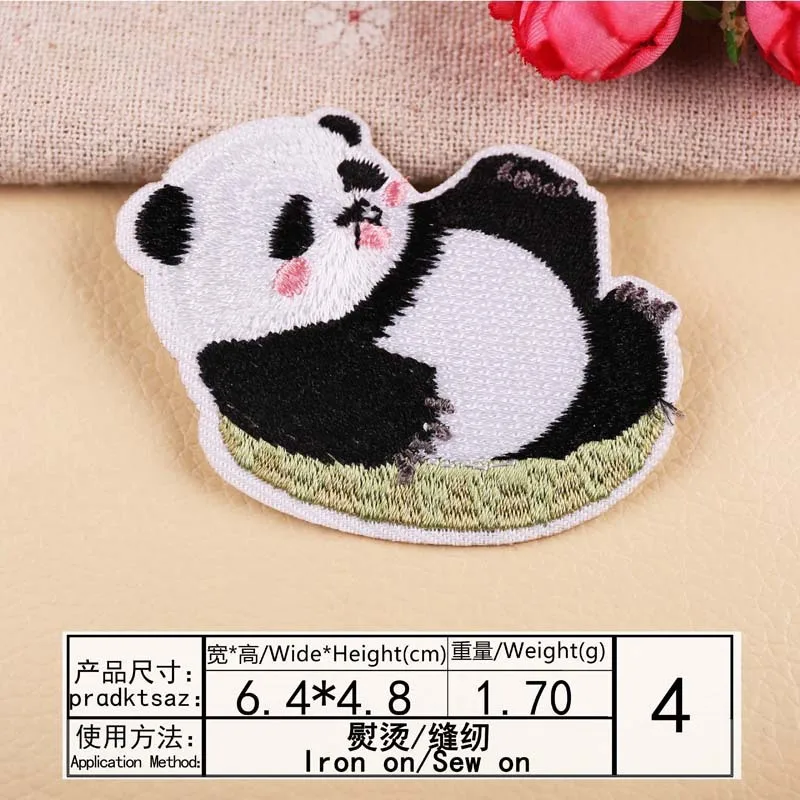 

50pcs/lot Panda Animal Embroidery Patches Letters Clothing Decoration Accessories Diy Iron Heat Transfer Applique Clothes