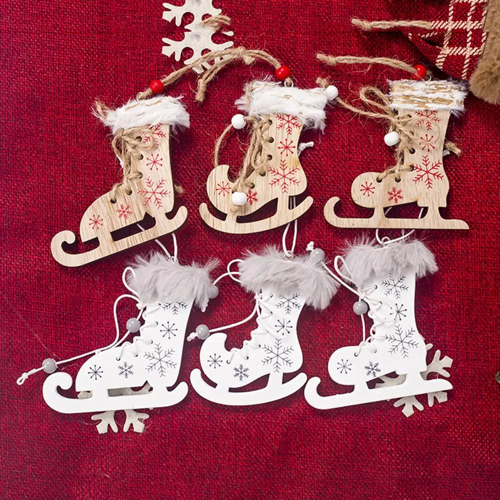 Новинка, 3 шт./партия, инновационные рождественские коньки, Рождественская елка, цветные коньки, Лыжная обувь, деревянные декоративные подвесные вечерние принадлежности