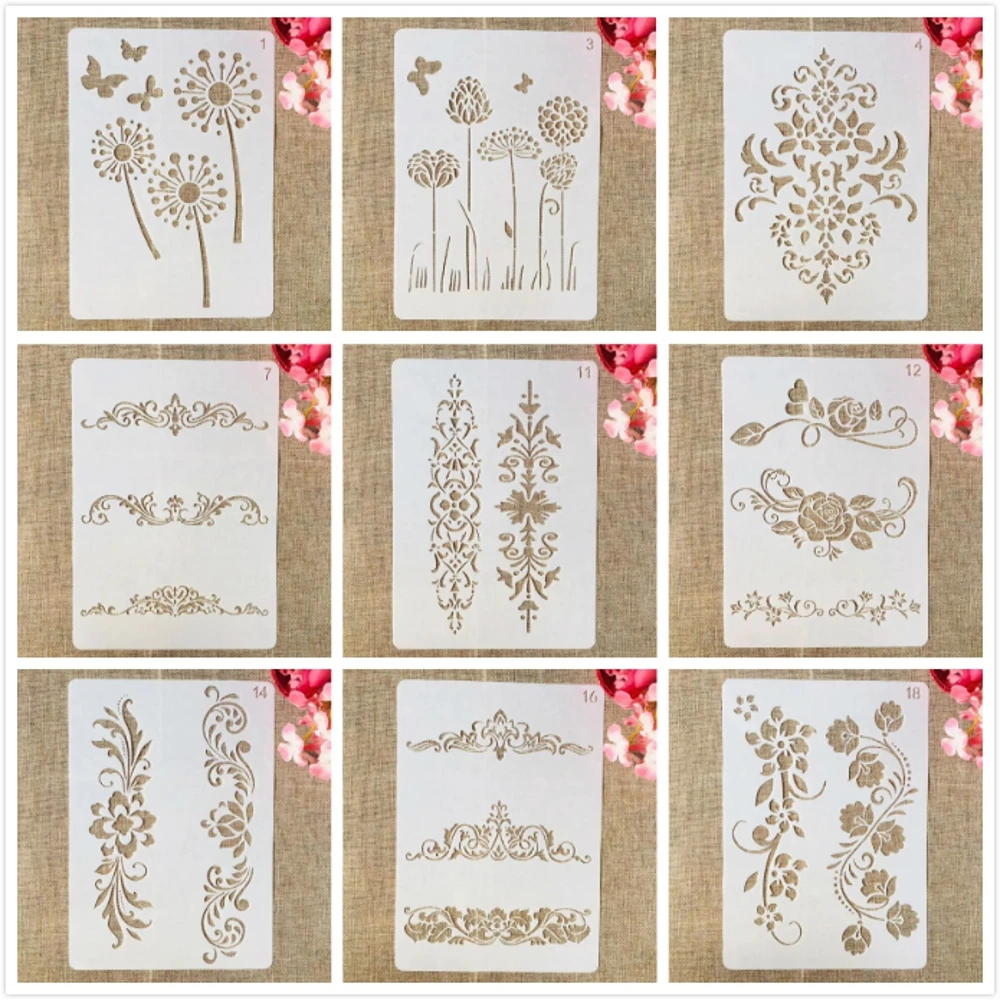 

9Pcs/Set A4 29*21cm Flowers Leaves Symbol DIY Layering Stencils Painting Scrapbook Coloring Embossing Album Decorative Template