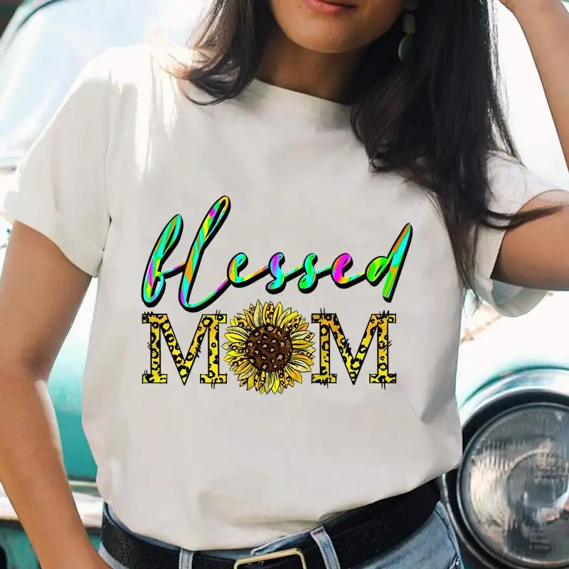 

Women T-shirts Mom Flower New Style Ladies Female Graphic Short Sleeve Cartoon O-neck Fashion Tee T Top Shirt Print T-Shirt