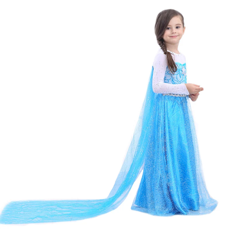 only dress Рождественское платье; костюм Снежной Королевы для девочек; детское платье принцессы Эльзы; рождественское праздничное платье для девочек; зимний костюм Эльзы; - Цвет: only dress