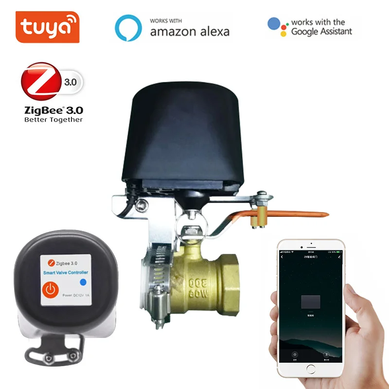 Умная вода/газовый клапан автоматизации Управление Tuya Zigbee нужно шлюз