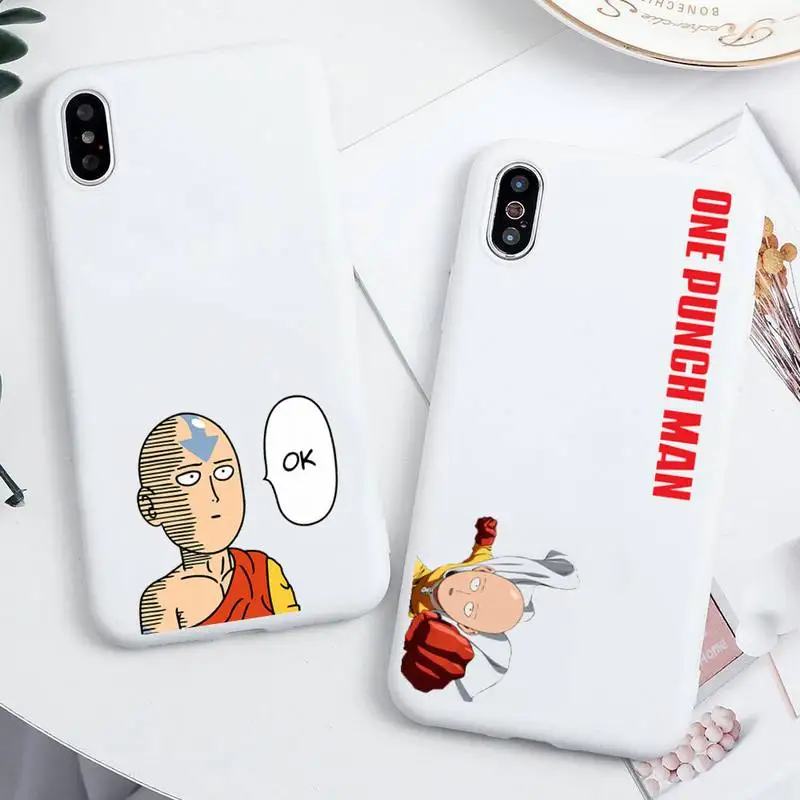

ONE PUNCH-MAN Phone Case For iphone 12 11 Pro Max Mini XS 8 7 6 6S Plus X SE 2020 XR Candy white Silicone cover