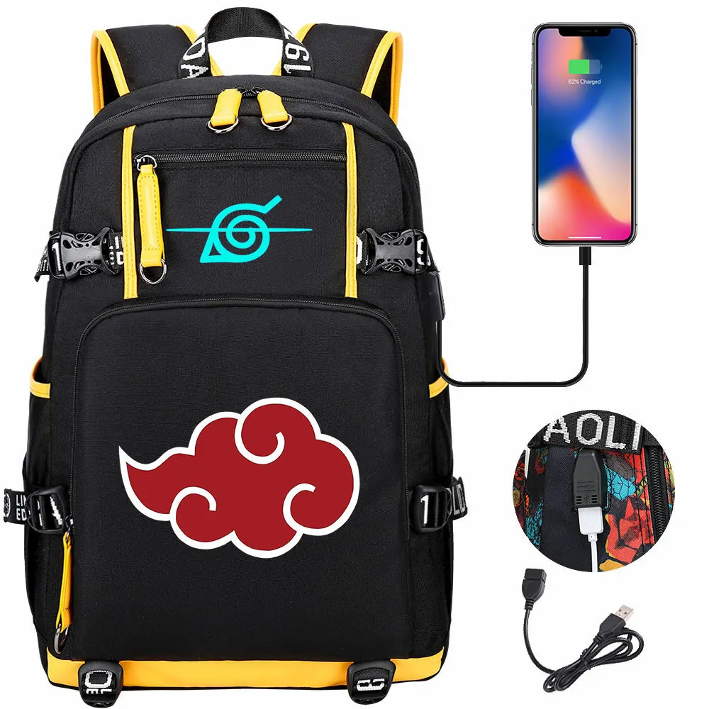 Anime Narutoes Uzumaki Red Cloud Backpack Schoolbag Travel Notebook Laptop Bags for Kids Students | Багаж и сумки