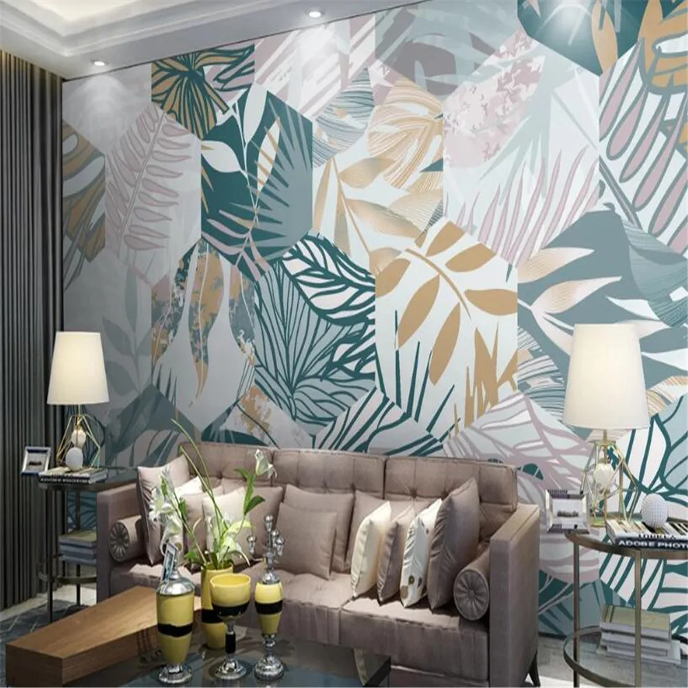 

Custom 3D Wallpaper Mural Nordic Tropical Plant Leaf Background Wallpaper Mural