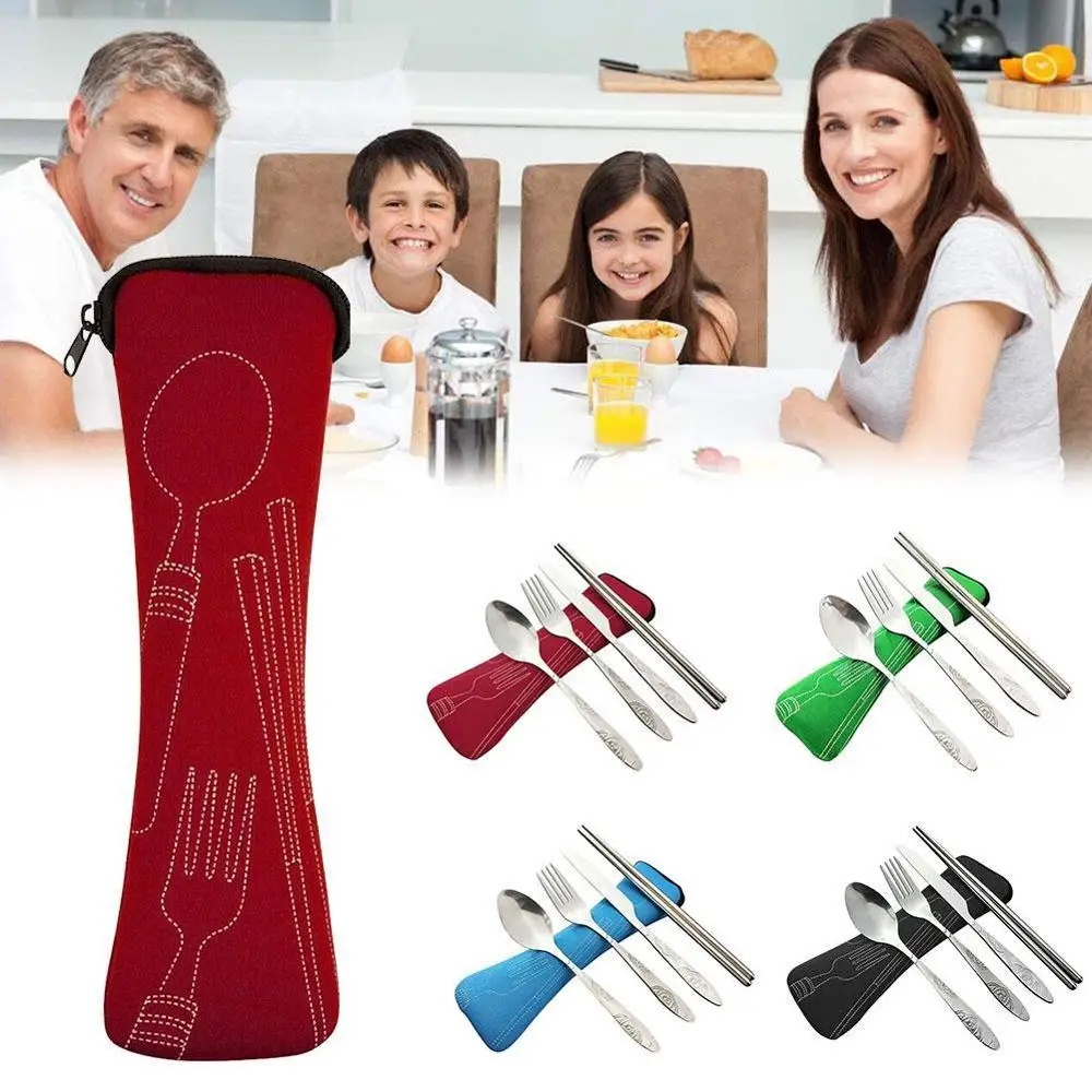 4 шт./компл. вилка из нержавеющей стали ложка палочки для еды портативные походные