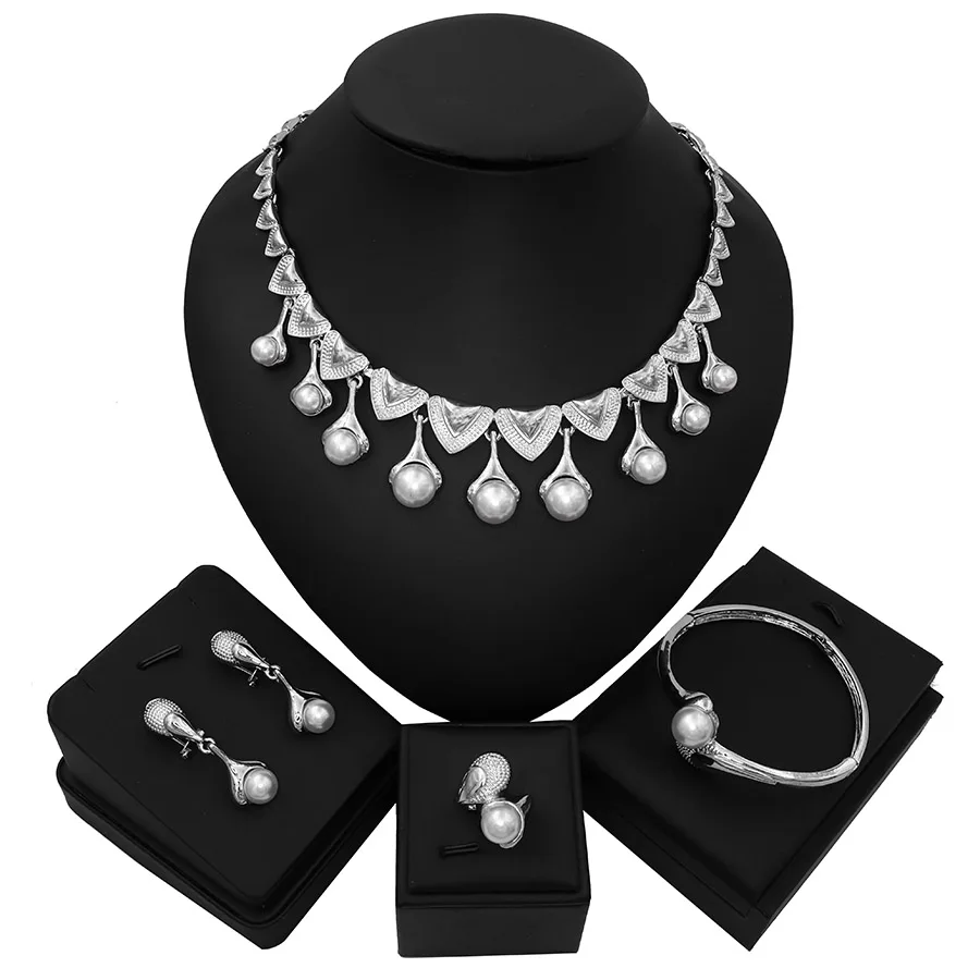 Комплект ювелирных изделий TSROUND из колье и серёг в нигерийском стиле|Ювелирные