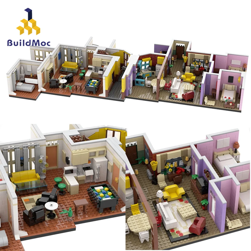 

Buildmoc Модульные строительные блоки для фильмов, ТВ-шоу, друзья, Моника, квартирный дом, городская архитектура, кирпичи, обучающие игрушки