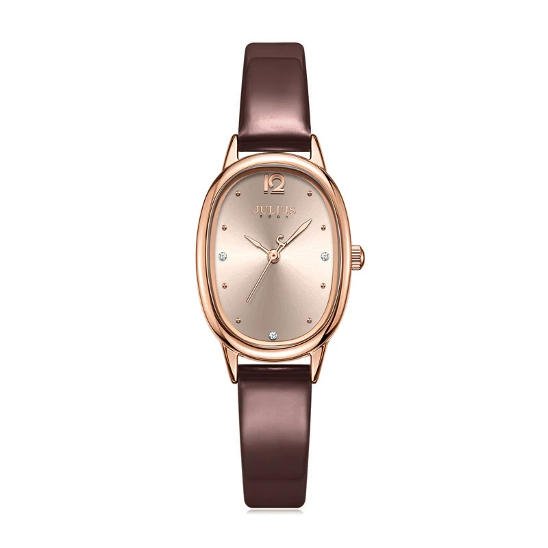 Новые милые овальные женские часы Julius Япония Mov не модные браслет из натуральной