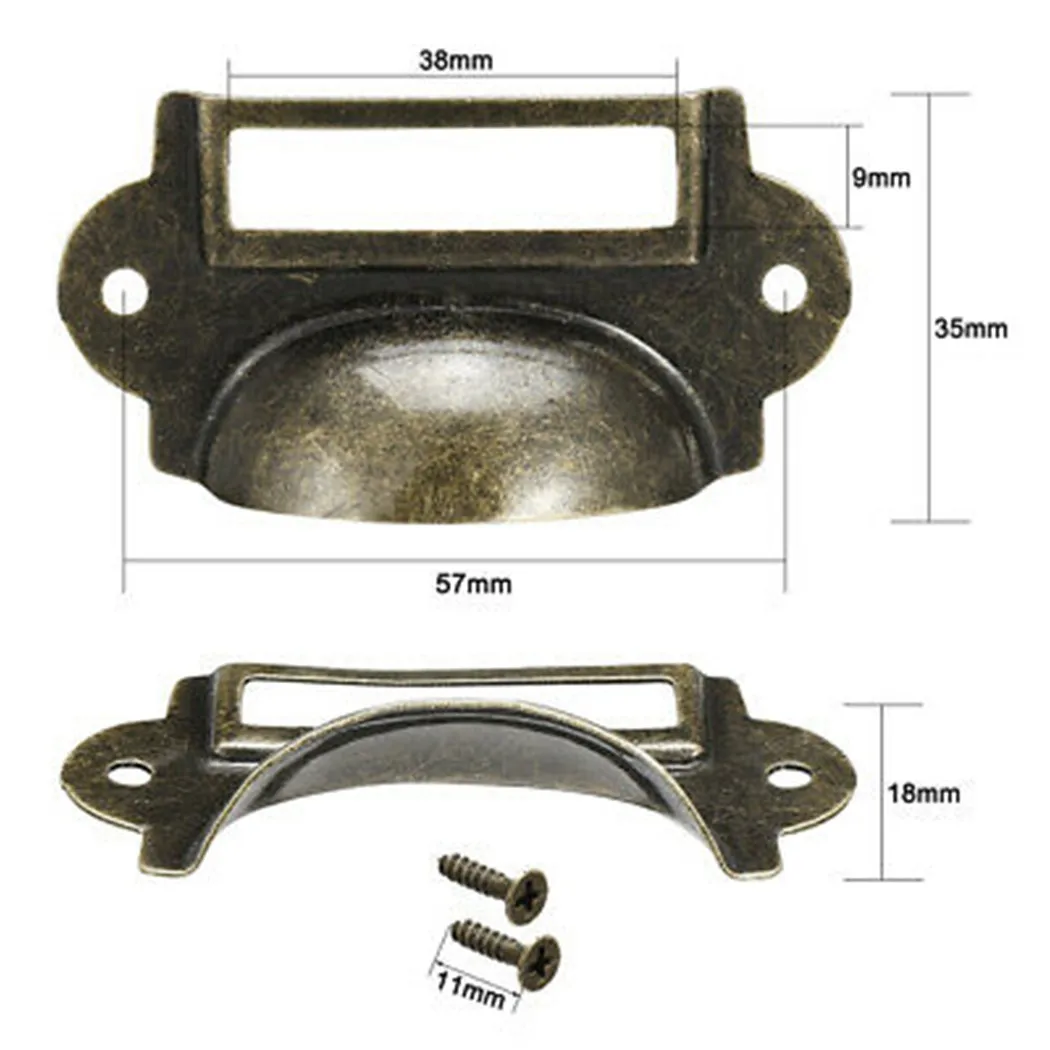 

Card Pull Handle File Name Handle Holder Label Pull 10 Pcs Antique Brass
