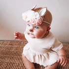 10 шт.лот милый головной убор для маленьких девочек Банни уши реквизит для новорожденных милый эластичный цветок корона головная повязка для вечерние аксессуары для волос