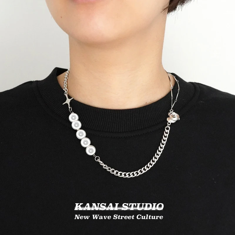 

Pearl Star Love Stitchingnecklace Hip Hop Fan Tide Brand Matching