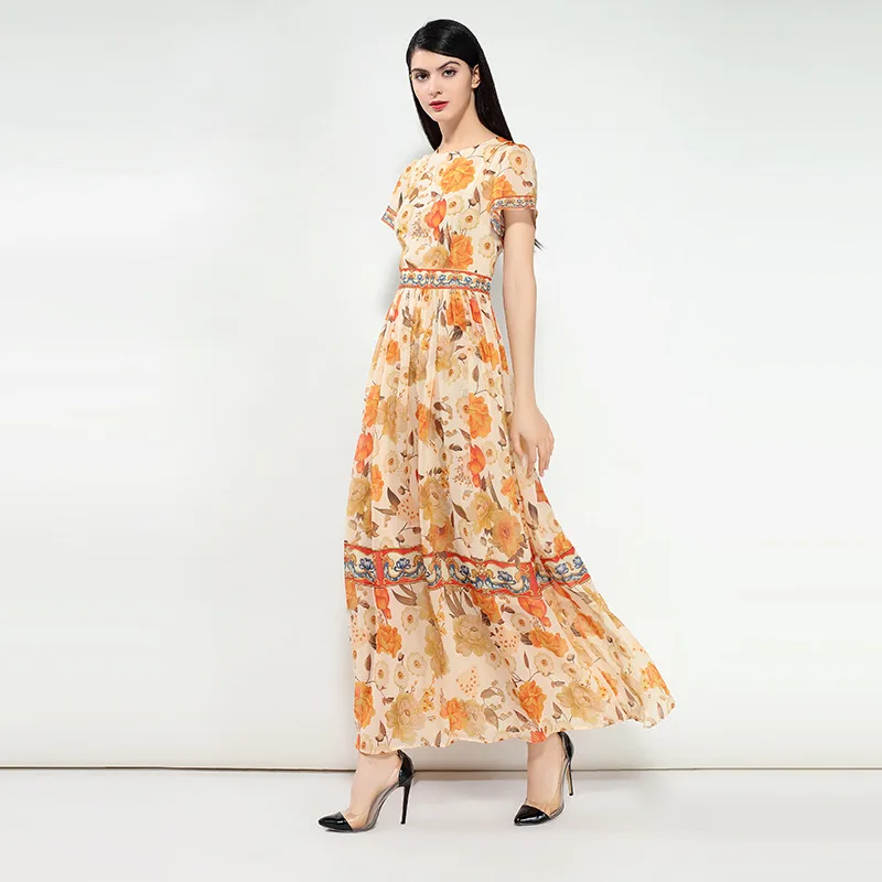 Женское модельное платье макси Элегантное Длинное Платье с круглым вырезом