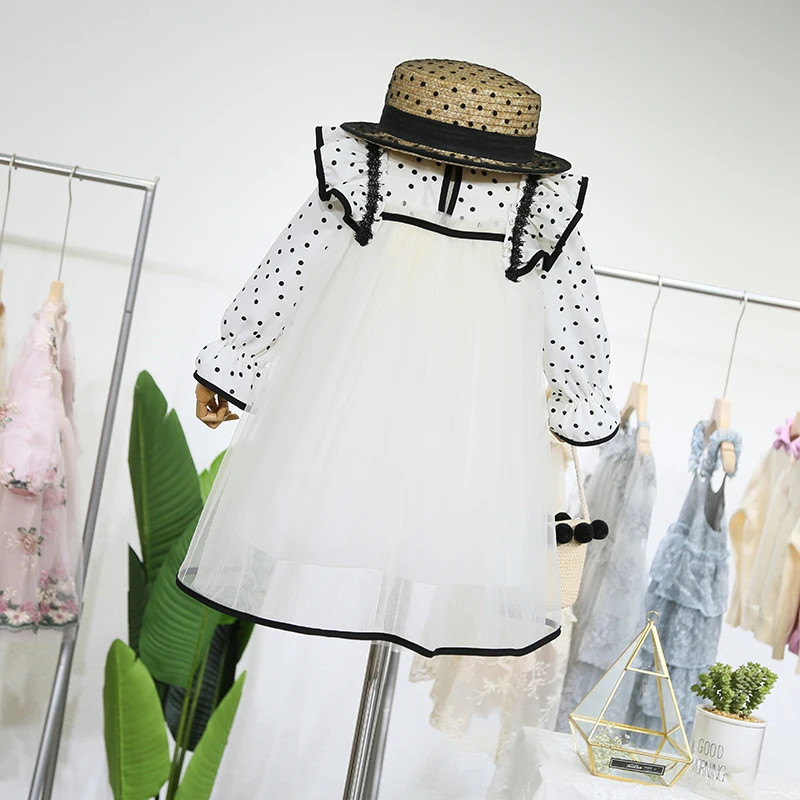 Платье для девочек Элегантные Осенние рождественские белые платья детей одежда 4