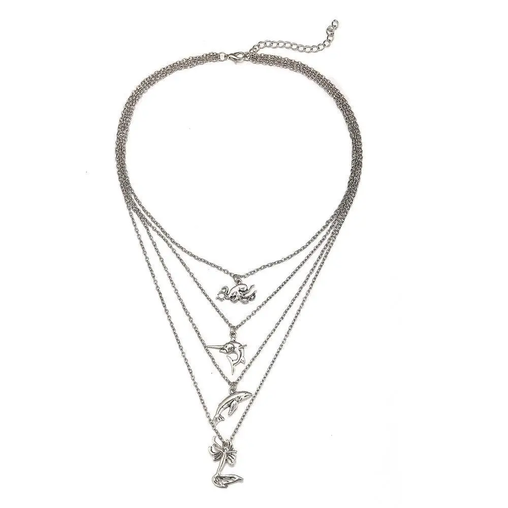 Creative Dolphin Mermaid Pendant Unisex Retro Multi-layer Necklace Sweater Chain Decoration Accessories | Украшения и аксессуары