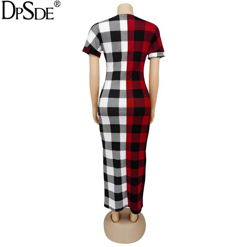 Модное облегающее платье DPSDE с О образным вырезом красного и синего цвета Осеннее