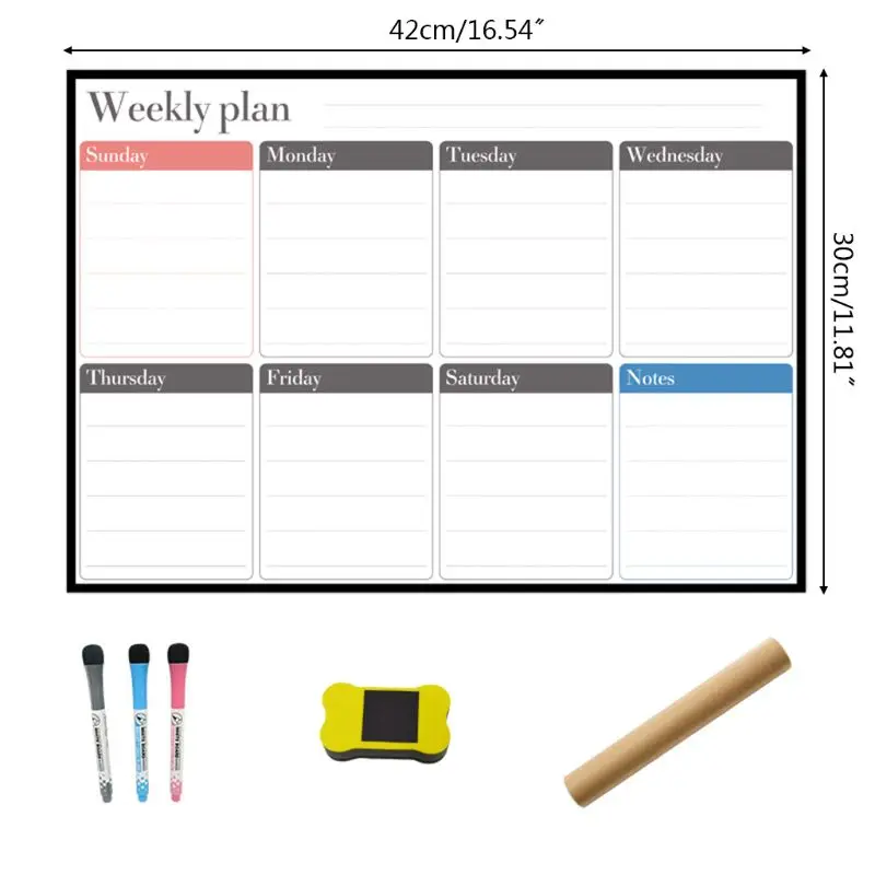 

A3 Magnetic Weekly Planner Whiteboard Fridge Magnet Daily Message Drawing Refrigerator Bulletin Notes