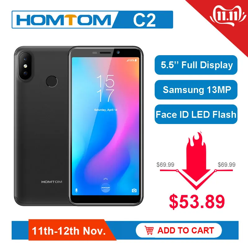 HOMTOM C2 2 Гб ОЗУ 16 ПЗУ мобильный телефон Android 8 1 Face ID MTK6739 четырехъядерный 13 МП Двойная