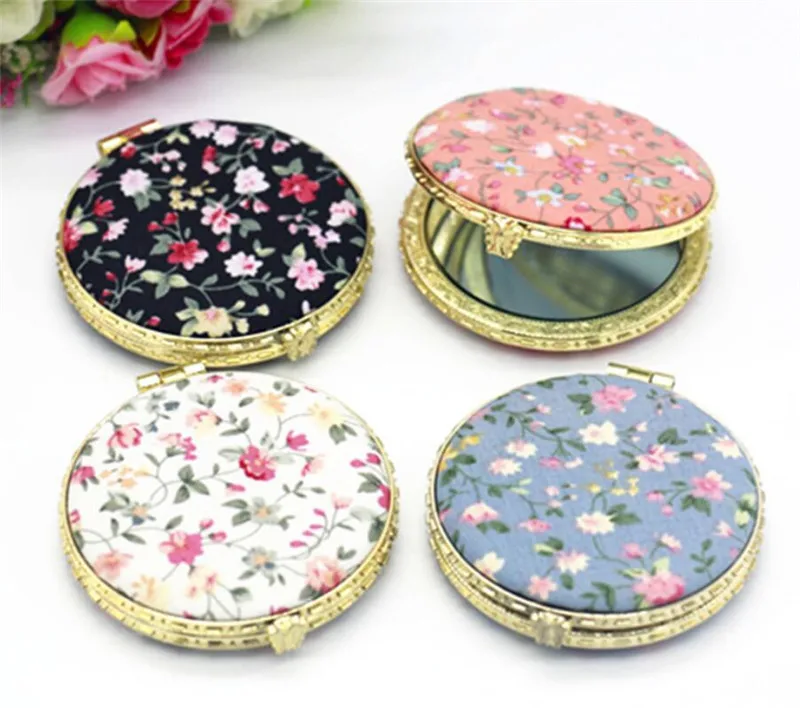 Hot 100pcs/lot Mini Makeup Compact Pocket Floral Mirror Portable Two-side Folding Make Up Women Vintage Cosmetic Mirrors | Красота и