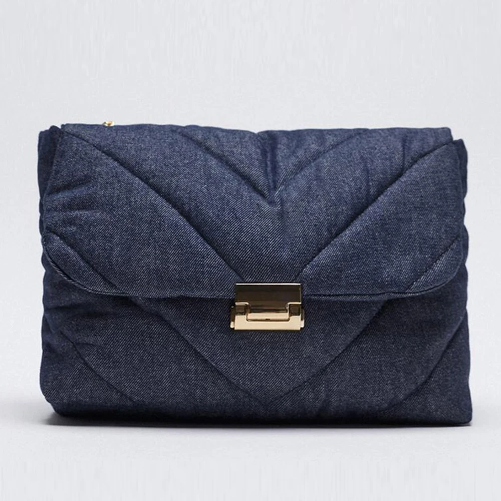 

Designer Chain Denim Tote Bags for Women Shoulder Bag Fashion Large Capacity Crossbody Bag Brand Solid Color Suture Women's Bags