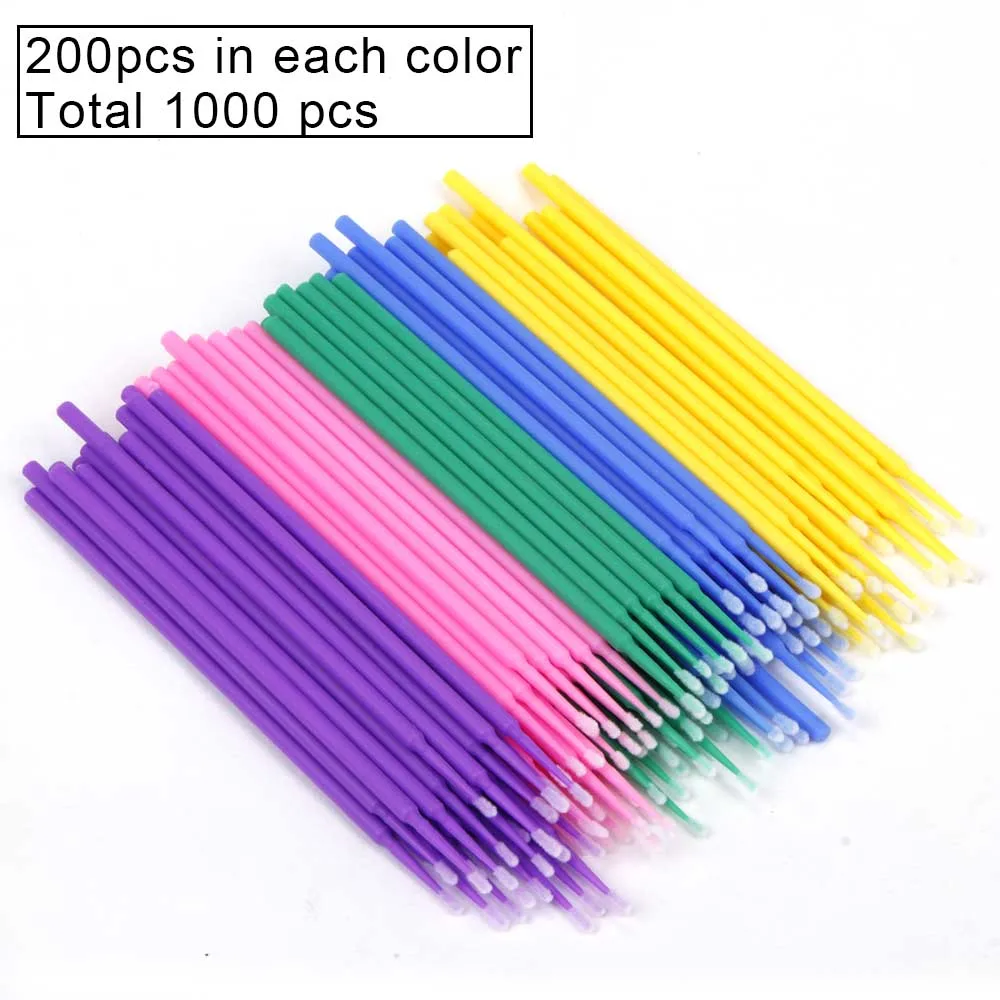 1000pcs mixing 100/500/1000 шт/партия одноразовые ресницы микрощетки ресницы хлопок щетка-тампон расширение индивидуального удаления Аппликатор макияж инструмент - Цвет: 1000pcs mixing