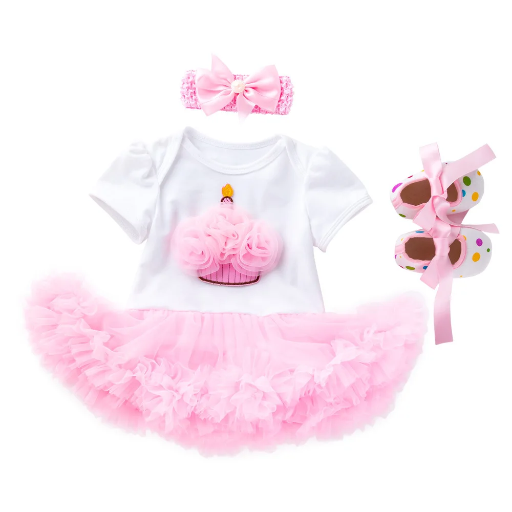 3 шт./компл. для маленьких девочек платье дня рождения 1 год крещения платья пачки