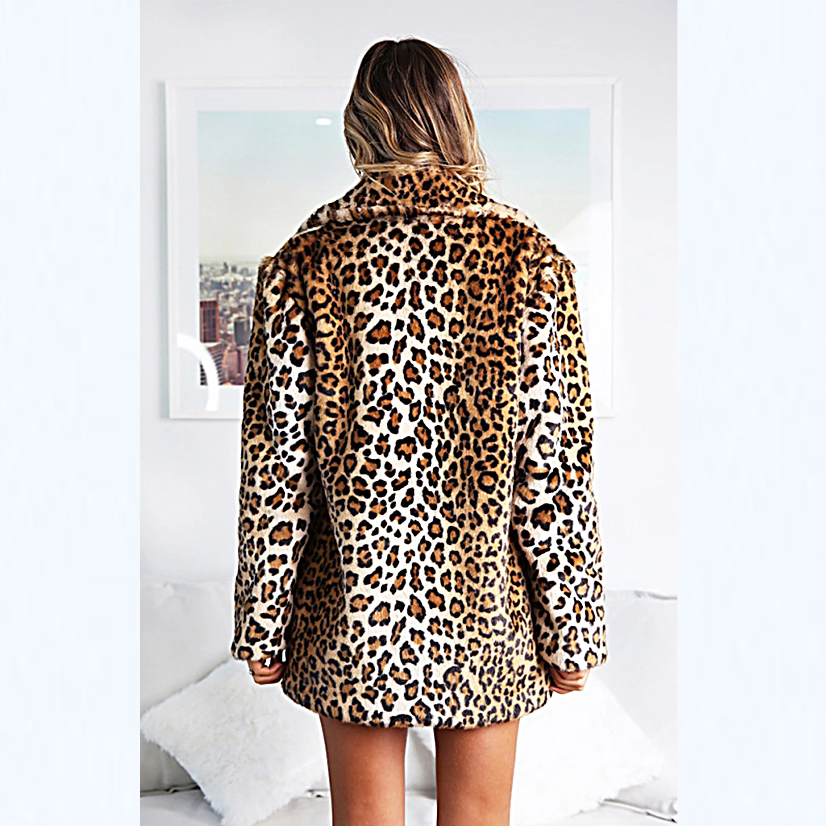 2021 New Fashion Luxury Streetwear Faux Fur Coat Women Jacket Overcoat Coats And Jackets Women Winter Warm Leopard Fur Jacket
