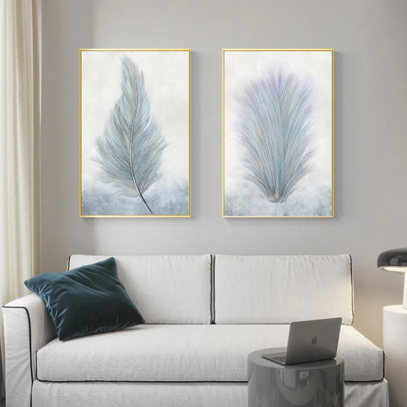 Абстрактный священный белый плакат на холсте с пером современный Небесно