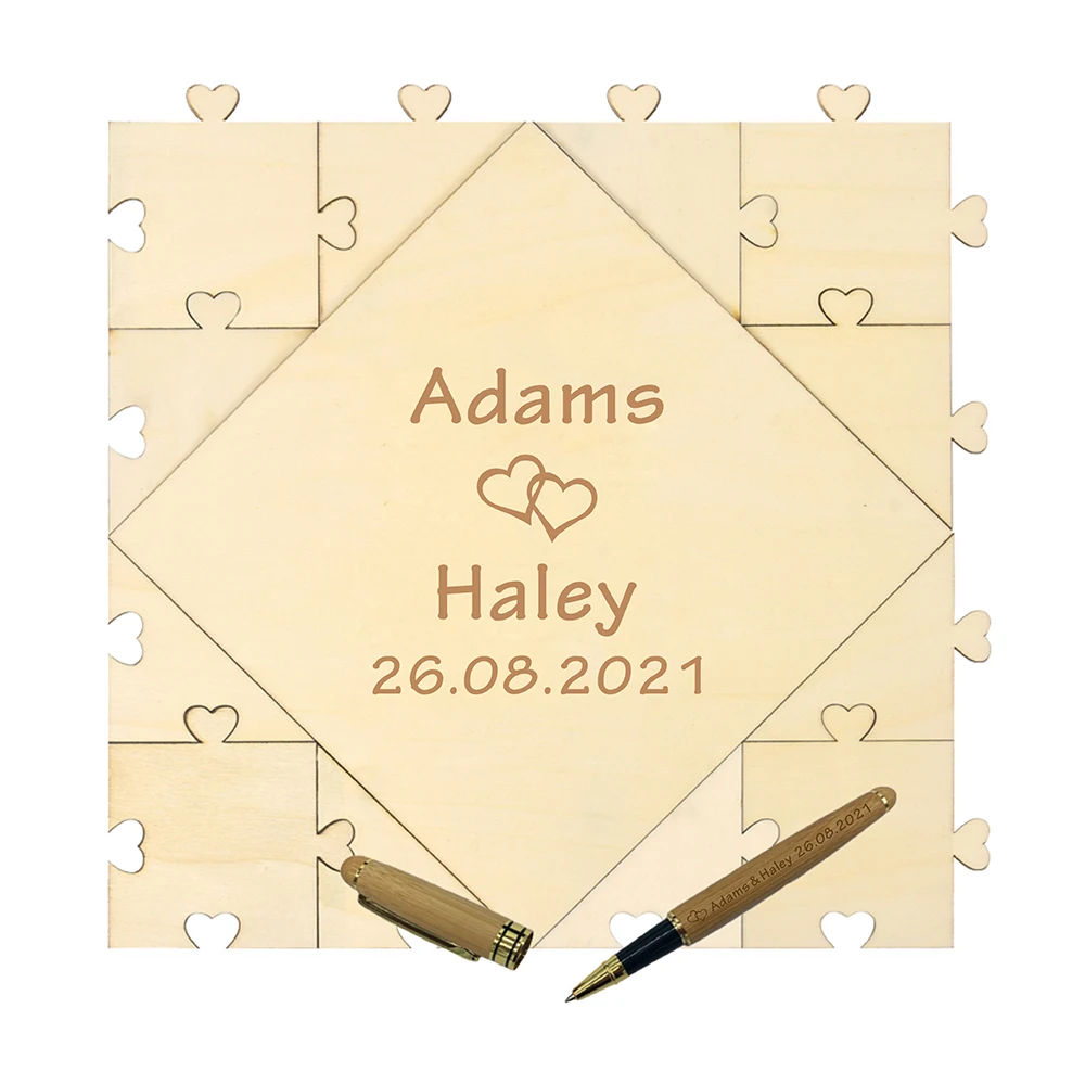 Деревянная головоломка с персонализированным гравировкой Свадебная Гостевая