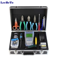 ftth fiber optic toolbox kit with fc 6s fiber cleaver and optical power meter 5 30mw vfl kevlar scissors wire strippers