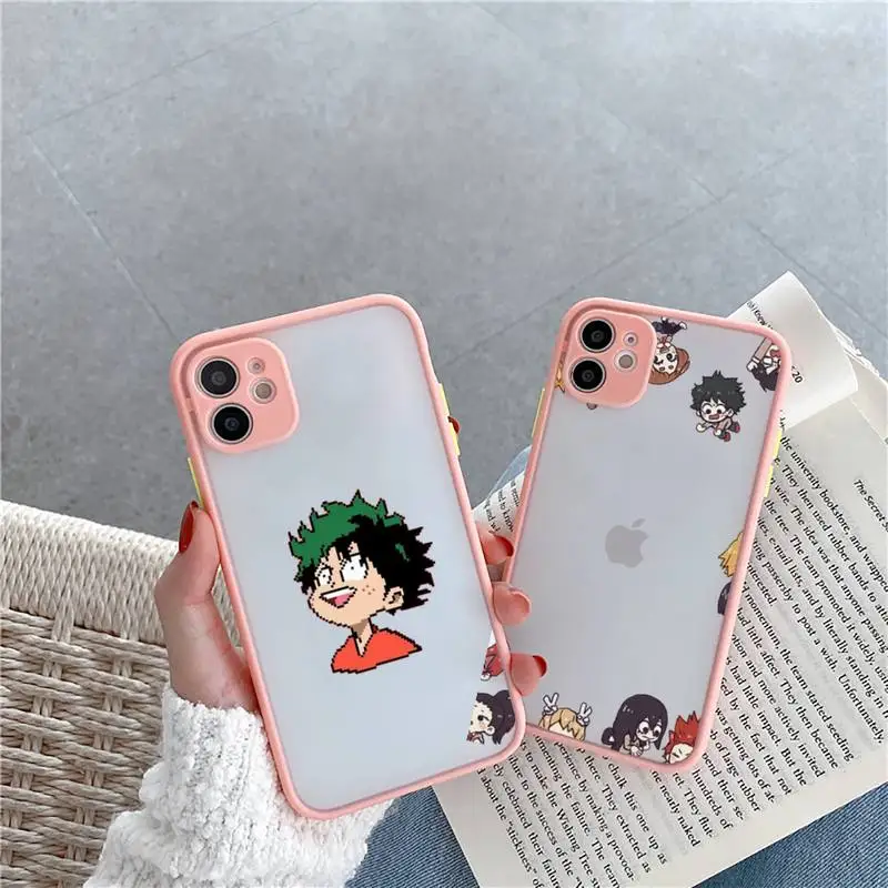 

Anime My Hero Academia deku bakugou Phone Case Matte Transparent for iPhone 7 8 11 12 s mini pro X XS XR MAX Plus cover funda