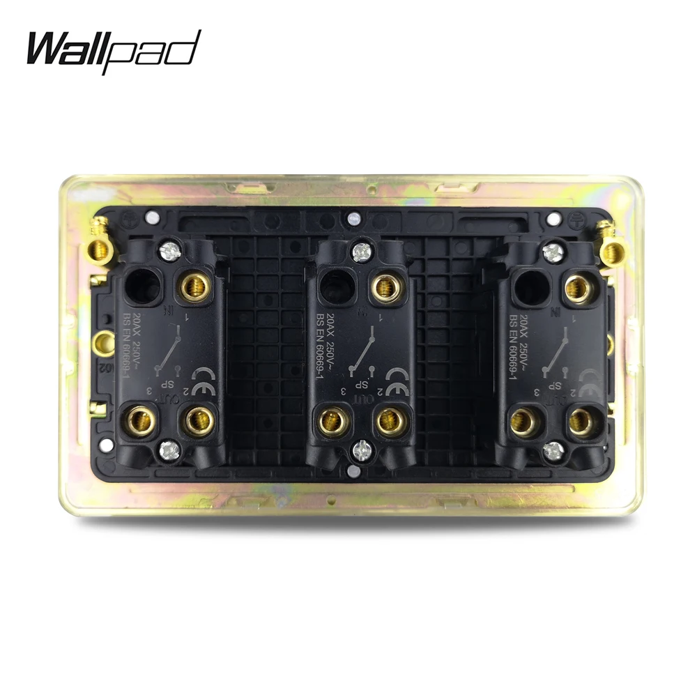 Wallpad 3 Gang 2 Way тумблер двойная электрический выключатель света черный никелевая