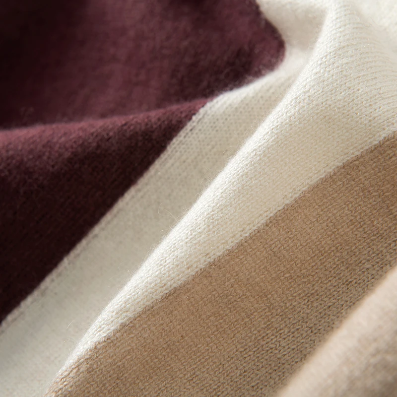 Трикотажные женские пуловеры из смешанной шерсти лоскутные с круглым вырезом и